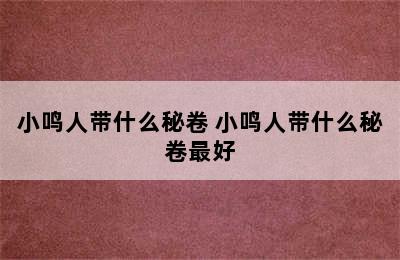 小鸣人带什么秘卷 小鸣人带什么秘卷最好